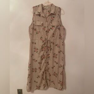 Midi Dress sleeveless dusty pink floral size 1x